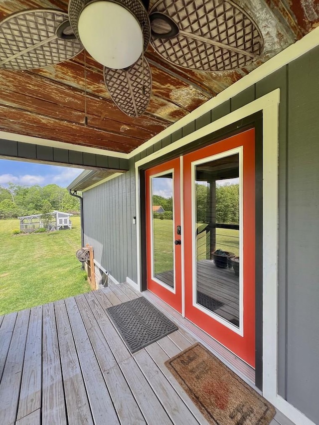 deck with a yard
