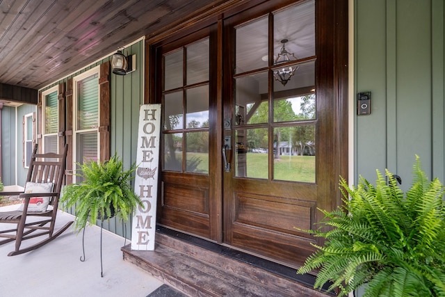 217 Rockhouse Rd, Hohenwald, TN 38462 - view of exterior entry with a porch and french doors