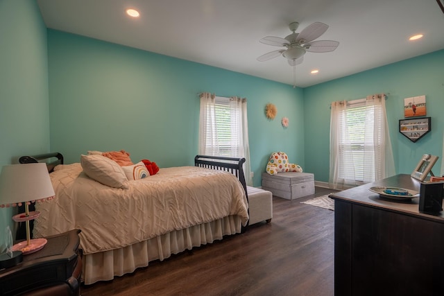 217 Rockhouse Rd, Hohenwald, TN 38462 - bedroom featuring recessed lighting, multiple windows, and dark wood-style floors