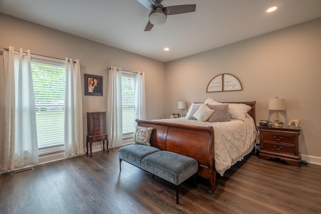 217 Rockhouse Rd, Hohenwald, TN 38462 - bedroom with ceiling fan, recessed lighting, baseboards, wood finished floors, and visible vents