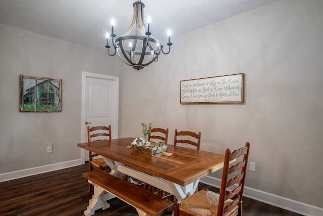 217 Rockhouse Rd, Hohenwald, TN 38462 - dining room with an inviting chandelier, baseboards, and dark wood finished floors