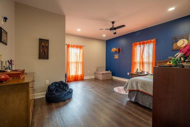 217 Rockhouse Rd, Hohenwald, TN 38462 - bedroom featuring recessed lighting, baseboards, multiple windows, and wood finished floors