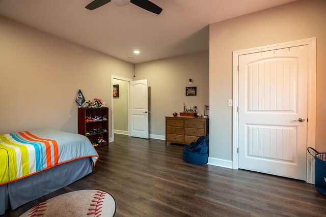 217 Rockhouse Rd, Hohenwald, TN 38462 - bedroom featuring recessed lighting, baseboards, a ceiling fan, and wood finished floors