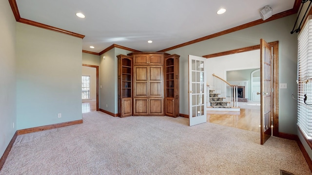 309 New Kent Ct, Tullahoma, TN 37388 - unfurnished room with crown molding, recessed lighting, and carpet floors