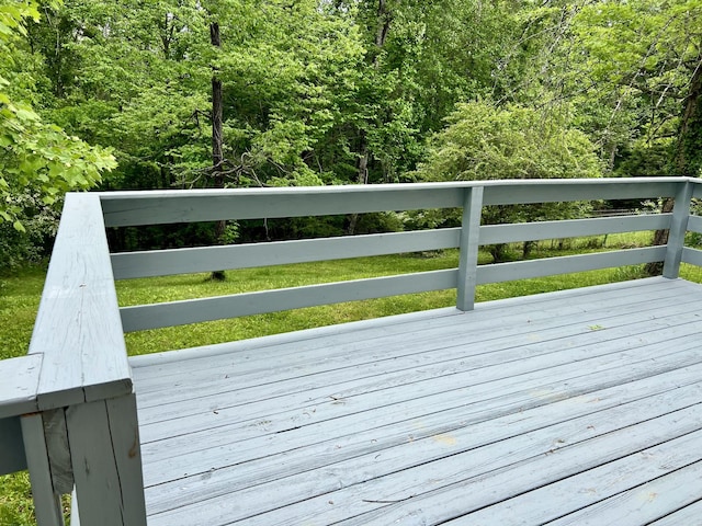 deck with a wooded view