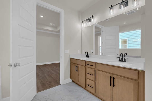1105 Codah Dr, Mount Juliet, TN 37122 - bathroom with a sink, recessed lighting, double vanity, and visible vents