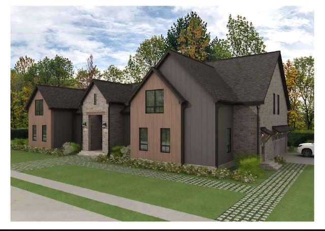 0 Old Pond Ln, Dickson, TN 37055 - view of front of house featuring roof with shingles, a front yard, and brick siding