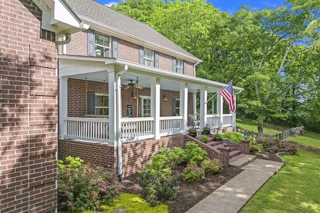 6437 Arno Rd, College Grove, TN 37046 - view of front facade featuring a porch, brick siding, and roof with shingles