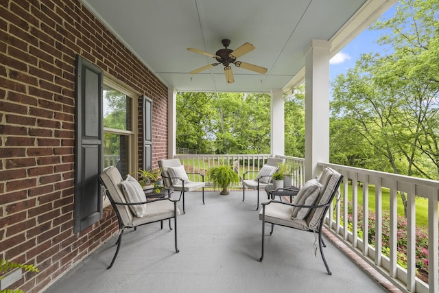 6437 Arno Rd, College Grove, TN 37046 - view of patio featuring a ceiling fan and view of scattered trees