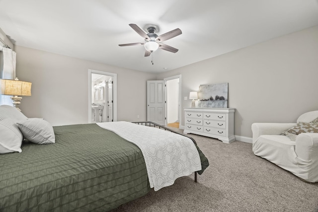6437 Arno Rd, College Grove, TN 37046 - carpeted bedroom featuring a ceiling fan, baseboards, and ensuite bathroom