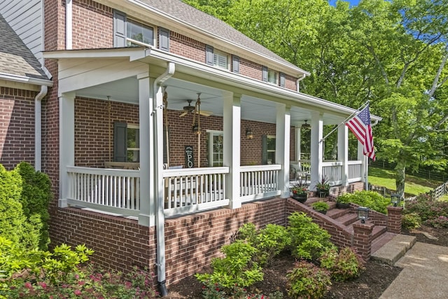 6437 Arno Rd, College Grove, TN 37046 - view of home's exterior featuring covered porch, brick siding, and a shingled roof