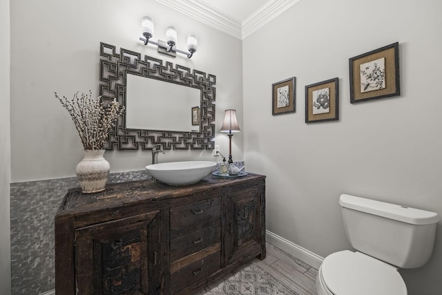 6437 Arno Rd, College Grove, TN 37046 - bathroom with toilet, ornamental molding, and vanity