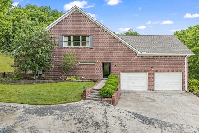 6437 Arno Rd, College Grove, TN 37046 - traditional-style house with brick siding, driveway, a front lawn, roof with shingles, and a garage