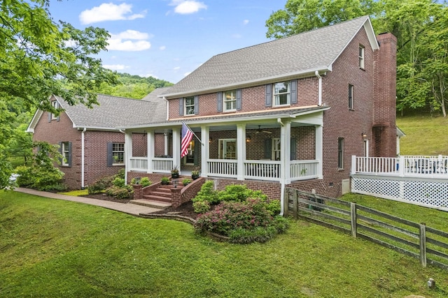 6437 Arno Rd, College Grove, TN 37046 - view of front of house with covered porch, brick siding, and a chimney