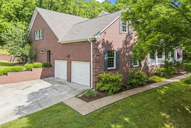6437 Arno Rd, College Grove, TN 37046 - view of property exterior featuring concrete driveway, roof with shingles, an attached garage, and brick siding