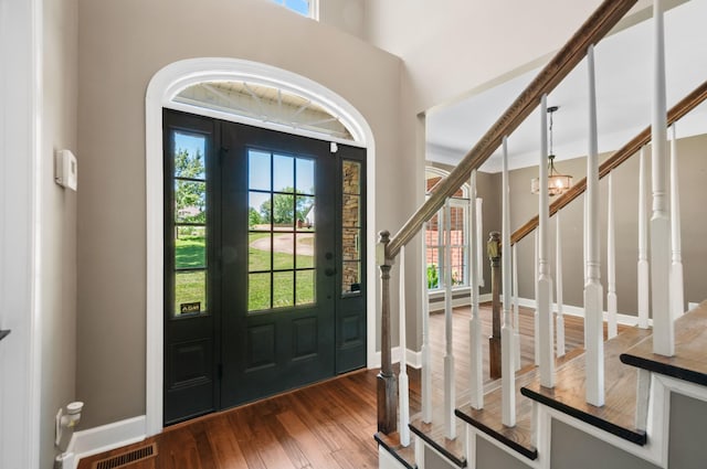 990 Iron Hill Rd, Burns, TN 37029 - foyer featuring stairway, wood finished floors, and baseboards