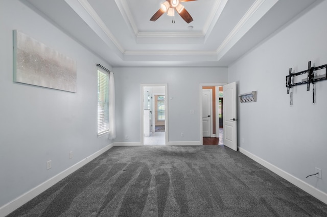 990 Iron Hill Rd, Burns, TN 37029 - unfurnished bedroom with a raised ceiling, crown molding, carpet floors, and baseboards