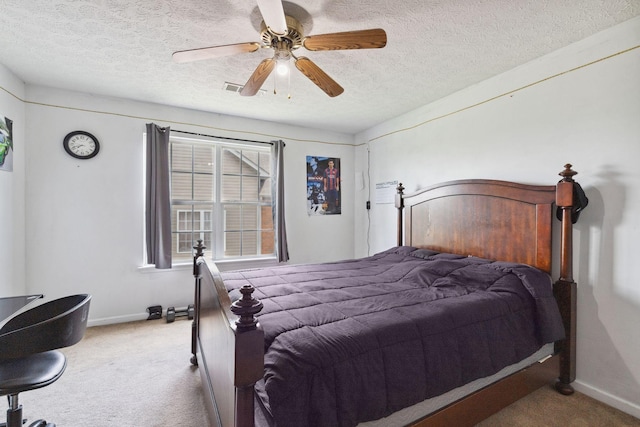 5512 Oak Chase Dr, Antioch, TN 37013 - bedroom featuring carpet floors, a ceiling fan, a textured ceiling, and baseboards