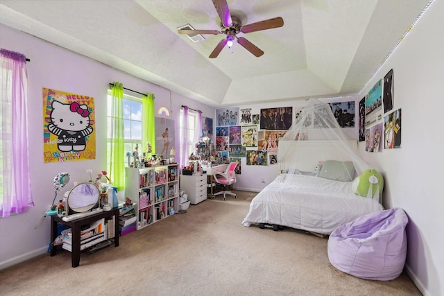 5512 Oak Chase Dr, Antioch, TN 37013 - carpeted bedroom with ceiling fan and a tray ceiling