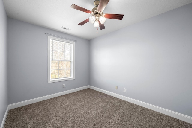 1145 Racker Dr, Clarksville, TN 37043 - carpeted spare room featuring baseboards, a ceiling fan, and visible vents