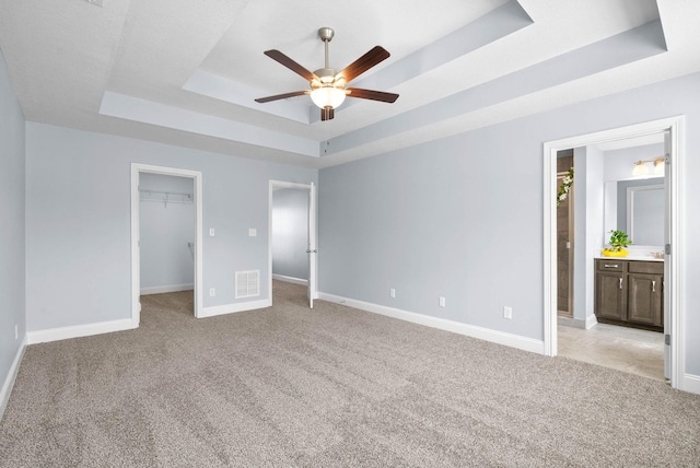 1145 Racker Dr, Clarksville, TN 37043 - unfurnished bedroom featuring baseboards, light colored carpet, a spacious closet, and a raised ceiling