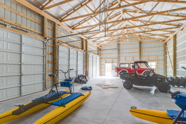garage featuring metal wall