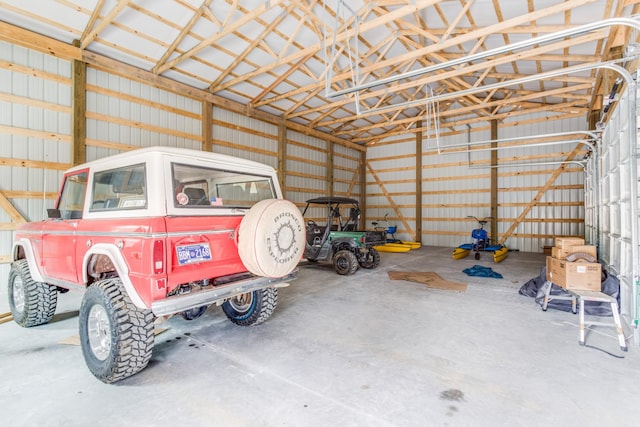 garage with metal wall