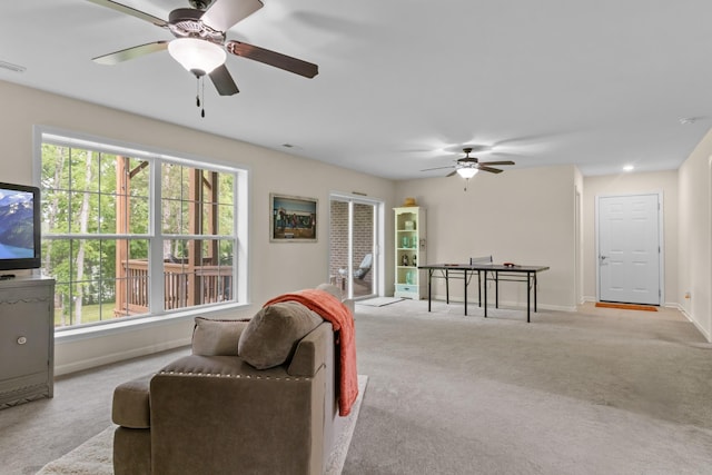 629 Natalie Ln, Spring Hill, TN 37174 - living room featuring carpet floors, baseboards, and ceiling fan