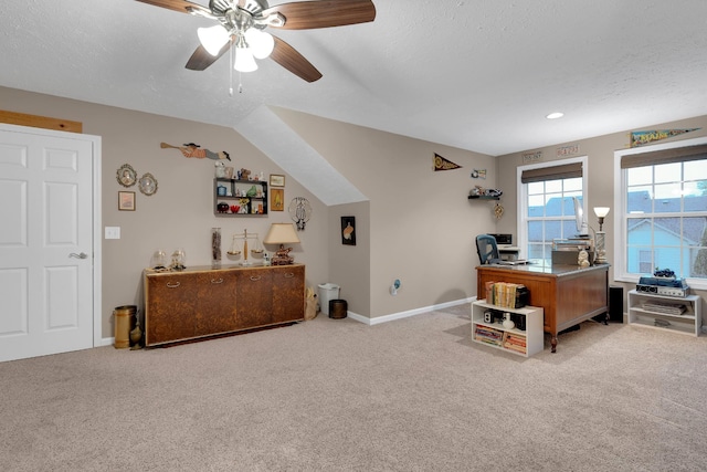 165 Daffodil Dr, Tullahoma, TN 37388 - carpeted office space with a ceiling fan, baseboards, and a textured ceiling