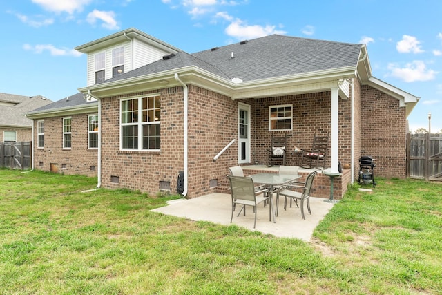 165 Daffodil Dr, Tullahoma, TN 37388 - back of house with a patio area, crawl space, brick siding, and a shingled roof