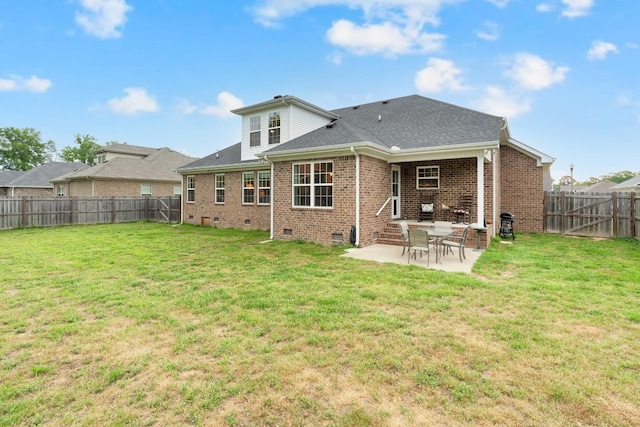 165 Daffodil Dr, Tullahoma, TN 37388 - rear view of property featuring a patio area, brick siding, crawl space, and a shingled roof