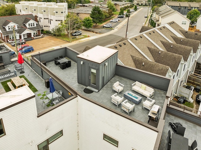 bird's eye view with a residential view