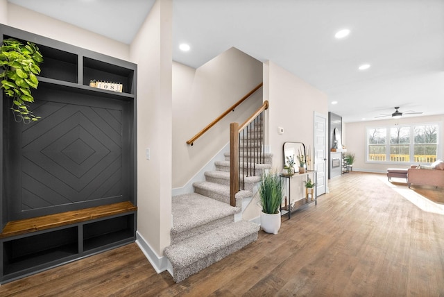 538 Judah Cir, Clarksville, TN 37042 - mudroom with recessed lighting, baseboards, a ceiling fan, and wood finished floors