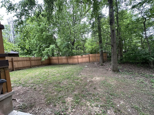 view of yard featuring a fenced backyard
