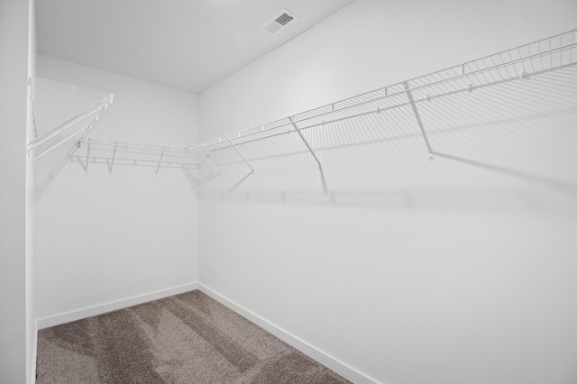 walk in closet featuring carpet floors and visible vents