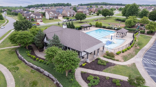 drone / aerial view with a residential view