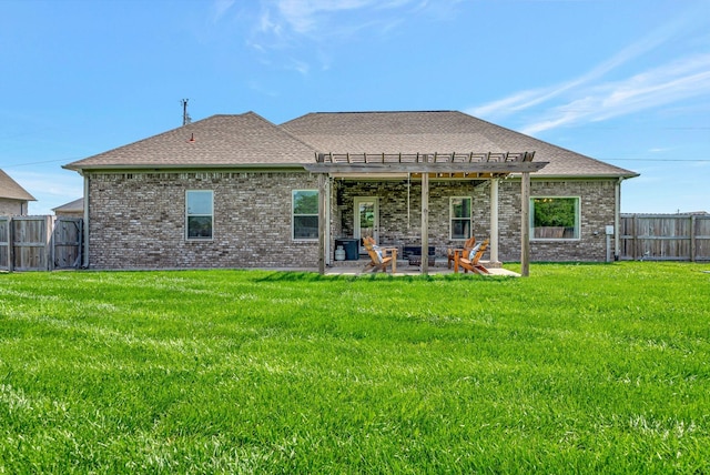 5014 Rainier Dr, Chapel Hill, TN 37034 - back of property with a pergola, a patio area, brick siding, and roof with shingles
