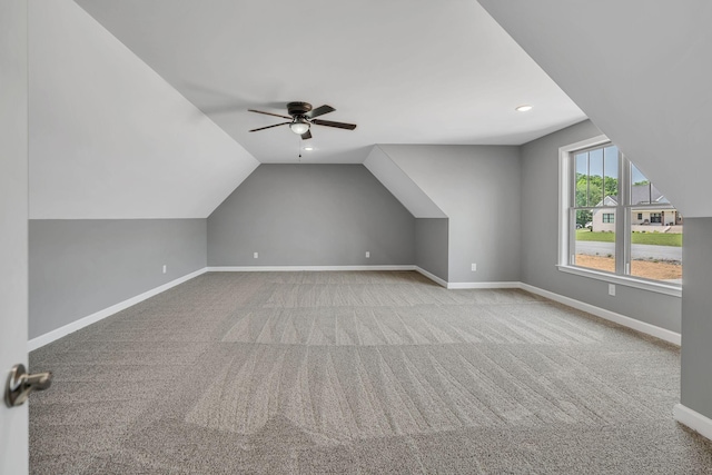 149 Watson Ct, Leoma, TN 38468 - bonus room with carpet flooring, ceiling fan, vaulted ceiling, and baseboards