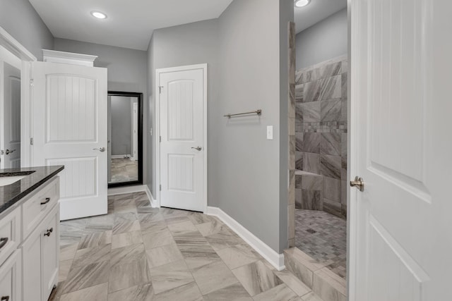 149 Watson Ct, Leoma, TN 38468 - full bath featuring vanity, recessed lighting, baseboards, and walk in shower