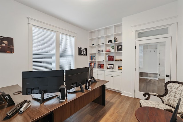 office with light wood finished floors