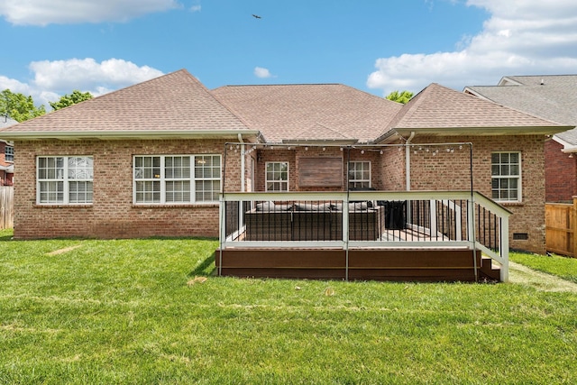 141 Fieldcrest Cir, Hendersonville, TN 37075 - back of house with roof with shingles, brick siding, and a wooden deck
