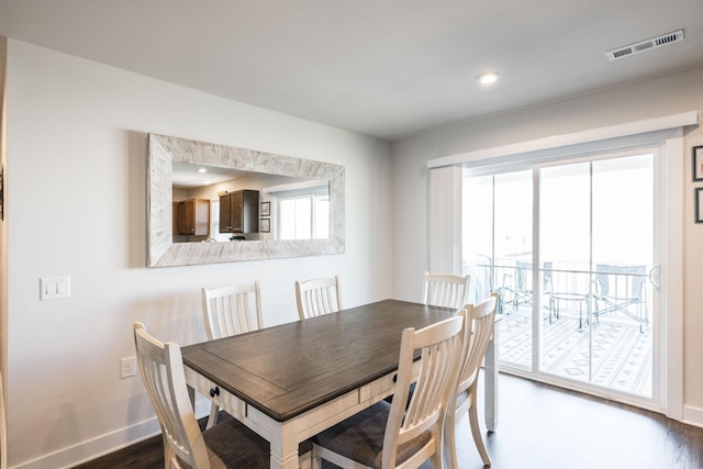 1034 Wilkinson Ln, White House, TN 37188 - dining space featuring baseboards, visible vents, a wealth of natural light, and dark wood-type flooring