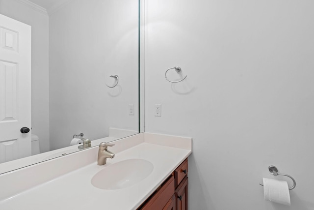8224 Victory Trl, Brentwood, TN 37027 - half bathroom featuring ornamental molding, vanity, and toilet