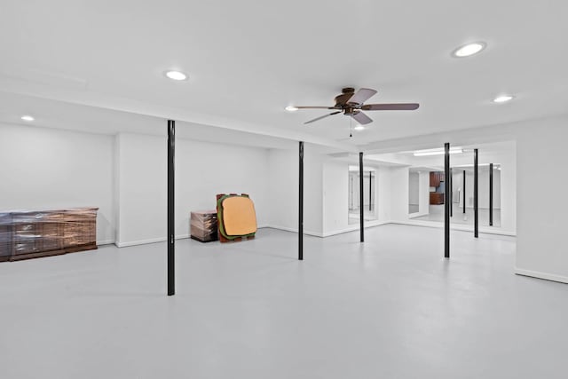 8224 Victory Trl, Brentwood, TN 37027 - finished below grade area with recessed lighting, baseboards, and a ceiling fan