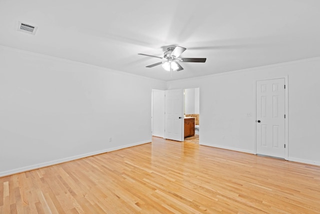 8224 Victory Trl, Brentwood, TN 37027 - spare room featuring a ceiling fan, light wood-style flooring, baseboards, and crown molding