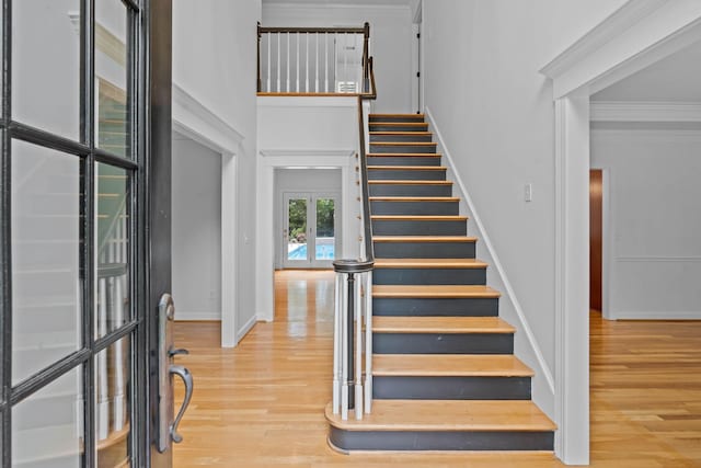 8224 Victory Trl, Brentwood, TN 37027 - stairway with wood finished floors, ornamental molding, and baseboards