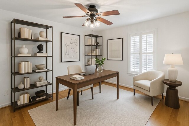 8224 Victory Trl, Brentwood, TN 37027 - office space featuring ceiling fan, wood finished floors, and baseboards