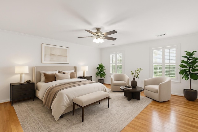 8224 Victory Trl, Brentwood, TN 37027 - bedroom featuring light wood-style flooring, baseboards, ornamental molding, and a ceiling fan