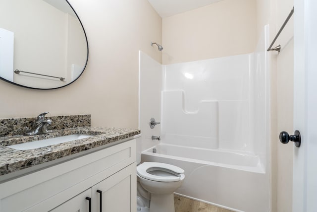 1317 Halls Mill Rd, Unionville, TN 37180 - full bath with vanity, toilet, wood finished floors, and shower / washtub combination