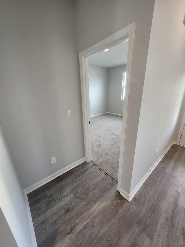 interior space featuring baseboards and dark wood-type flooring